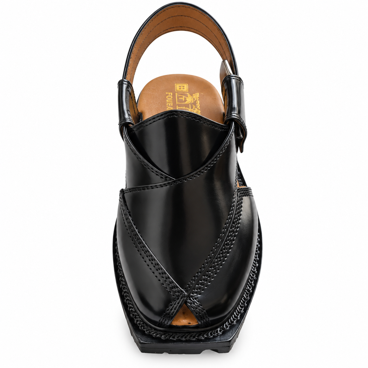 Jet Black Quetta Norozi Chappal with Double Sole