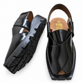 Handcrafted High-Lustre Black Quetta Norozi Chappal