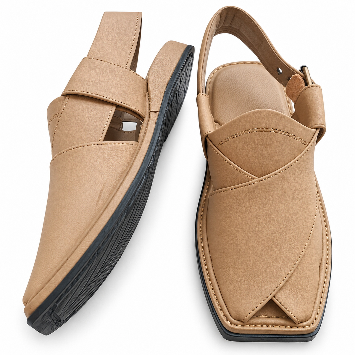 Men's Handmade Tan Leather Peshawari Chappal