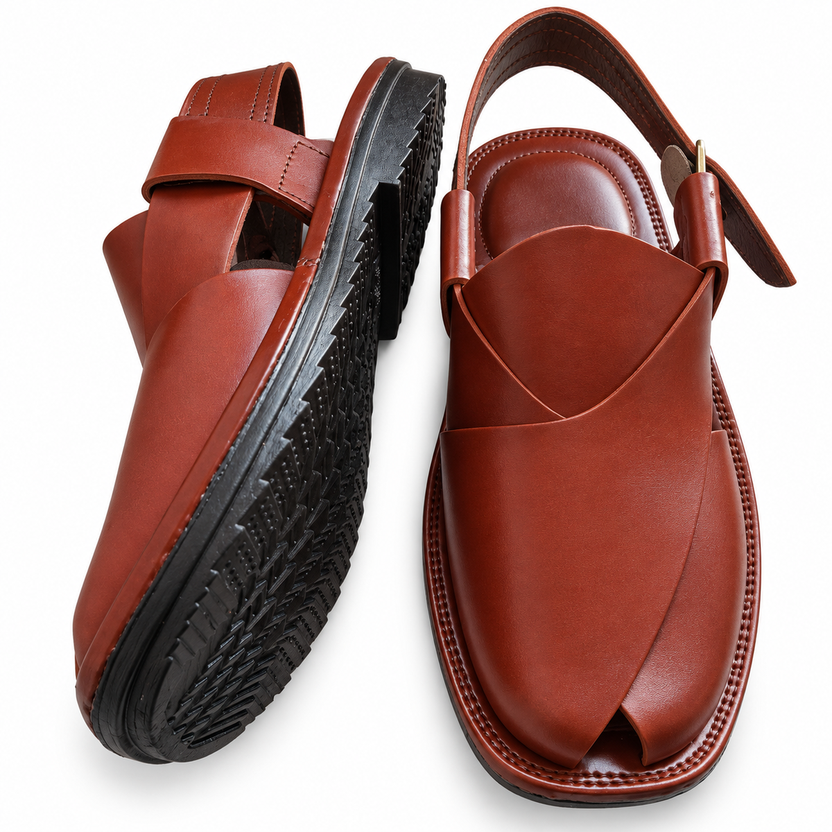 Men's Handmade Brown Leather Peshawari Chappal