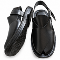 Men's Handmade Black Leather Peshawari Chappal