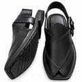 Men's Handmade Black Leather Peshawari Chappal