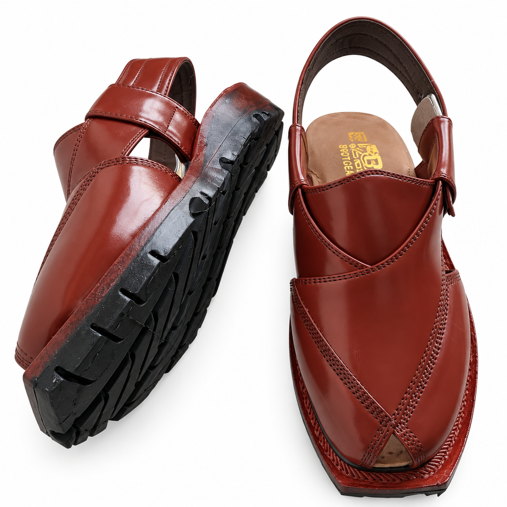 Handcrafted Mustard Shine Quetta Norozi Chappal with Double Sole
