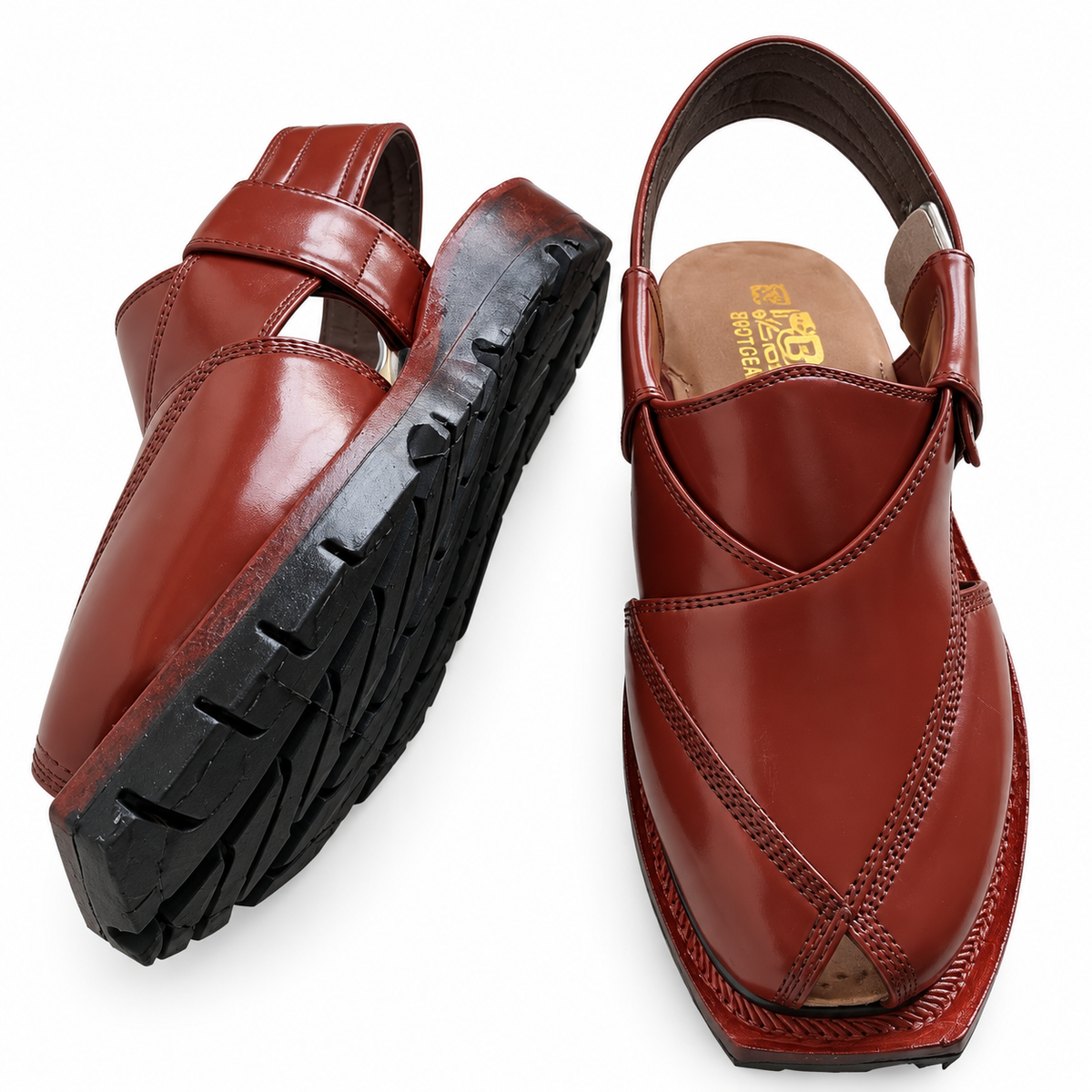 Handcrafted Mustard Shine Quetta Norozi Chappal with Double Sole