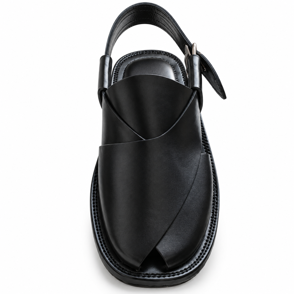 Men's Handmade Black Leather Peshawari Chappal