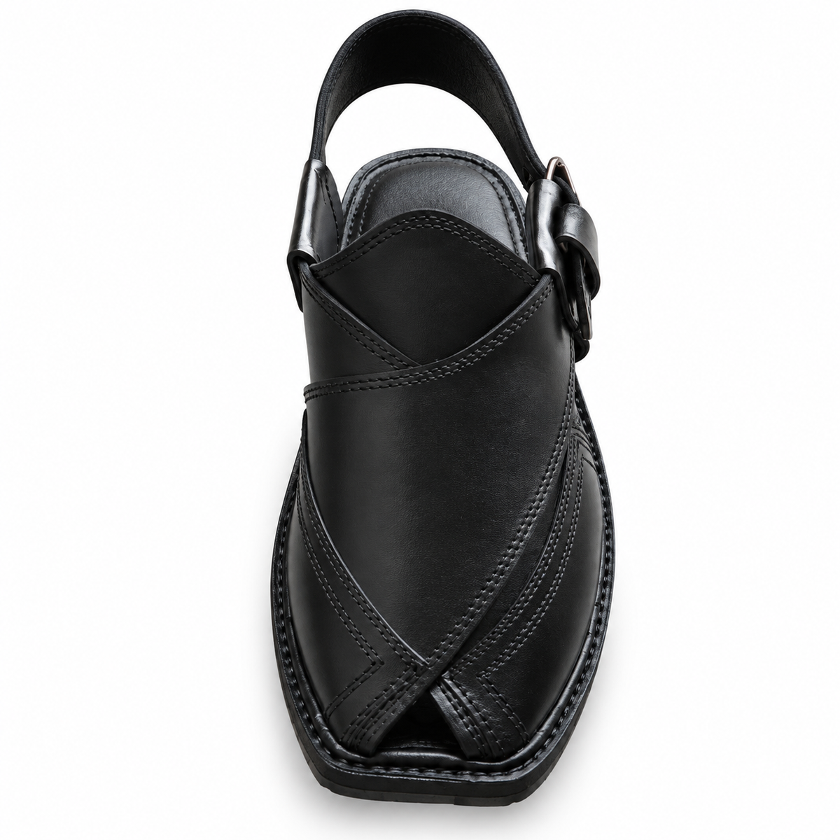 Men's Handmade Black Leather Peshawari Chappal