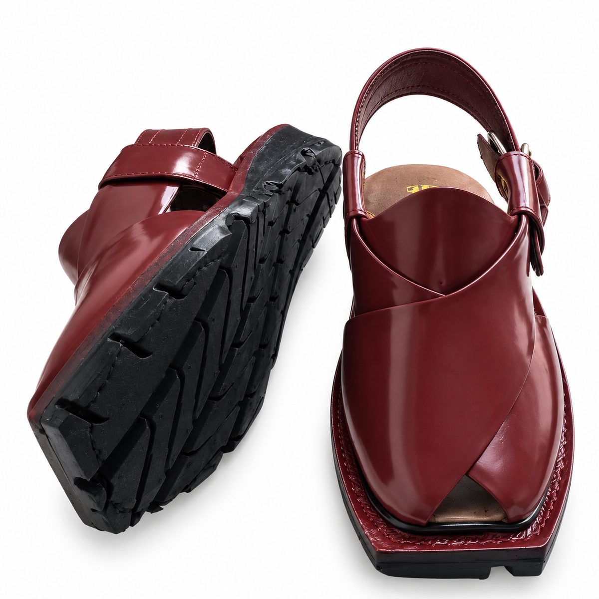 Hand-Crafted Mustard Quetta Norozi Chappal with Double Sole