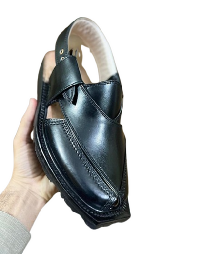 Handmade Black Norozi Chappal with Double Sole