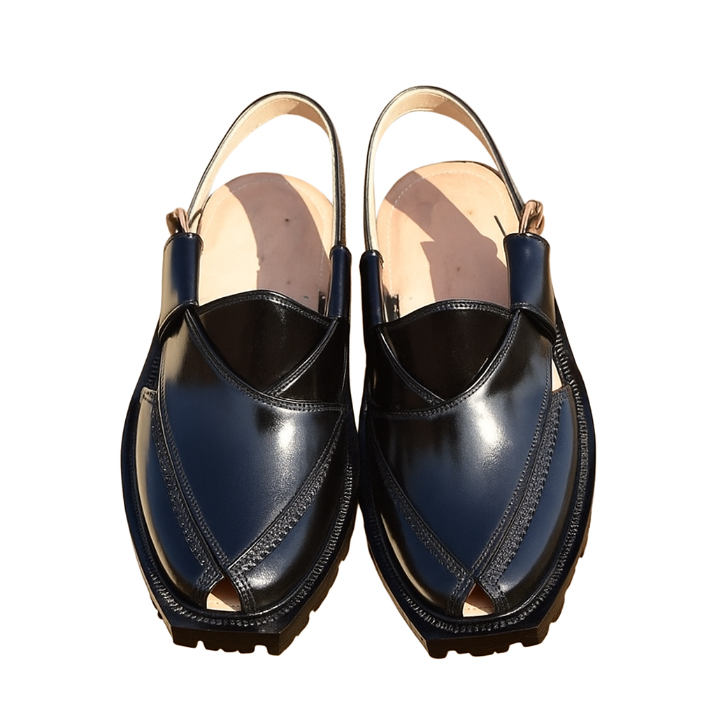 Handmade Black Norozi Chappal with Double Sole