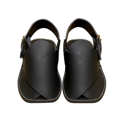 Handmade traditional Peshawari chappal for men with cross-strap front view